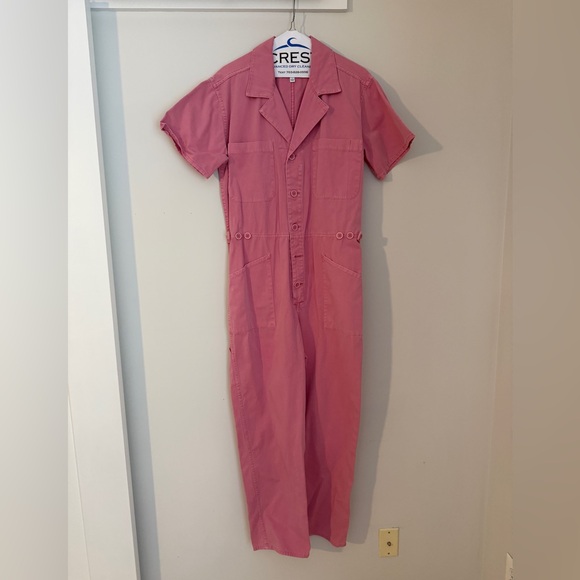 pistola Pants - pistola Rose Pink Short Sleeve Utility Jumpsuit